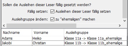 Schüler einer Klasse "ehemalig" zuweisen Schüler einer Klasse "ehemalig" zuweisen